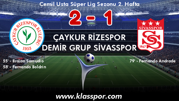 Çaykur Rizespor 2 - Demir Grup Sivasspor 1