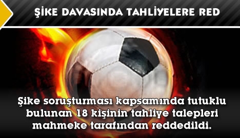 Şike davasında tahliyelere red....