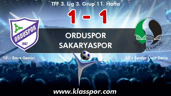 Orduspor 1 - Sakaryaspor 1